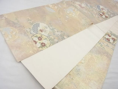 平和屋着物◎六通柄袋帯 唐織 垣根雪輪文 金糸 逸品 BAAF7486wk