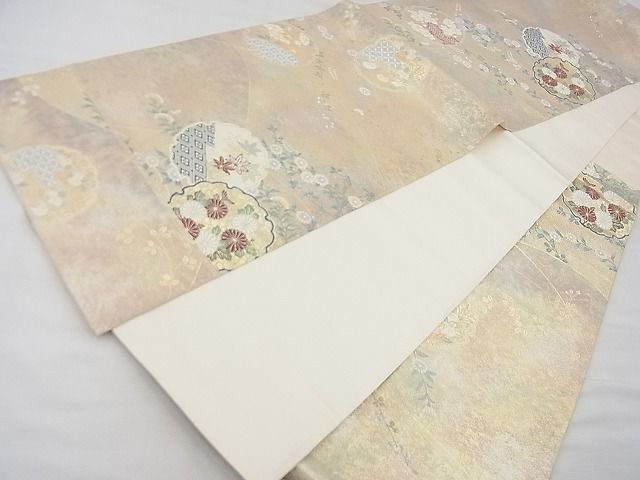平和屋着物◎六通柄袋帯 唐織 垣根雪輪文 金糸 逸品 BAAF7486wk