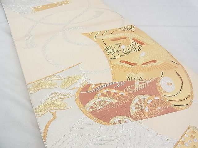平和屋着物◎六通柄袋帯 唐織 飛鳥絵巻文 金銀糸 逸品 BAAF4311xa