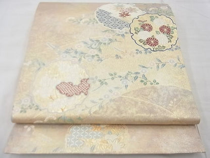 平和屋着物◎六通柄袋帯 唐織 垣根雪輪文 金糸 逸品 BAAF7486wk