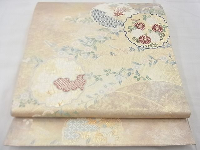 平和屋着物◎六通柄袋帯 唐織 垣根雪輪文 金糸 逸品 BAAF7486wk