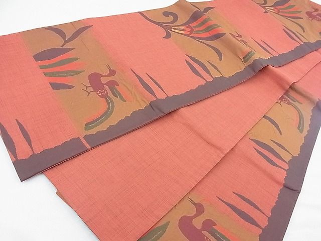 平和屋着物◎六通柄袋帯 ふくれ織 花鳥文 雲母 逸品 BAAF7490wk