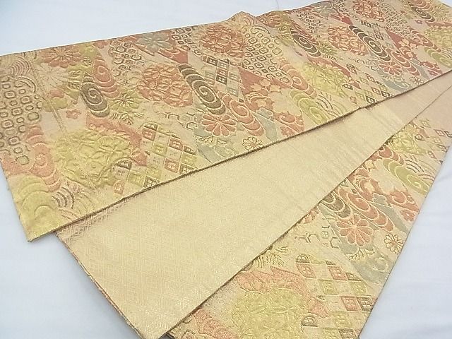 平和屋着物◎佐賀錦 六通柄袋帯 ふくれ織 吉祥有職花文 金糸 逸品 BAAF7492wk