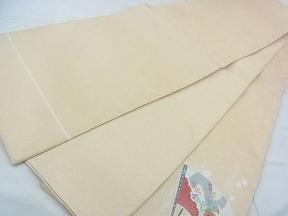 平和屋着物◎太鼓柄袋帯 唐織 綴れ 扇面花車文 金銀糸 逸品 BAAF7500wk