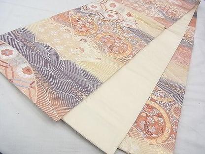 平和屋着物◎六通柄袋帯 唐織 地紙花鳥文 金銀糸 逸品 BAAF4325xa