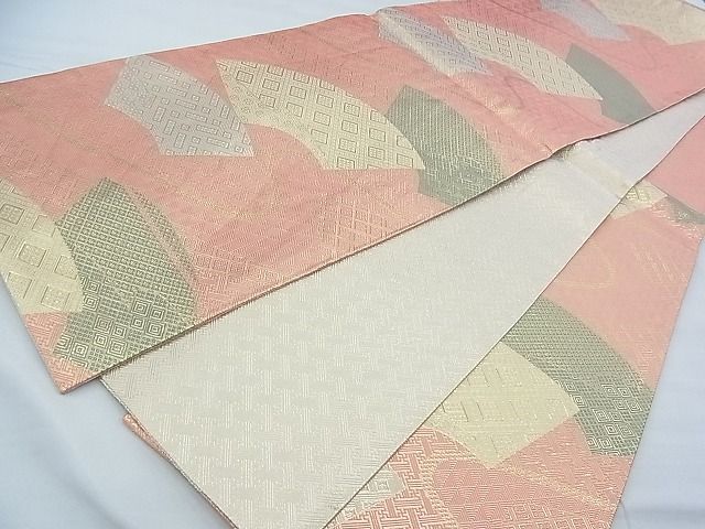 平和屋着物◎佐賀錦 本場筑前博多織 六通柄袋帯 地紙流し 金糸 証紙付き 逸品 BAAF7501wk