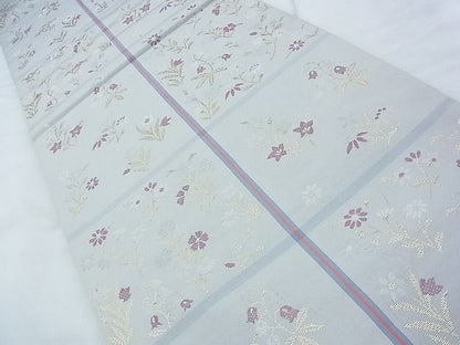 平和屋着物◎六通柄袋帯 ふくれ織 四季草花文 金糸 逸品 BAAF7505wk