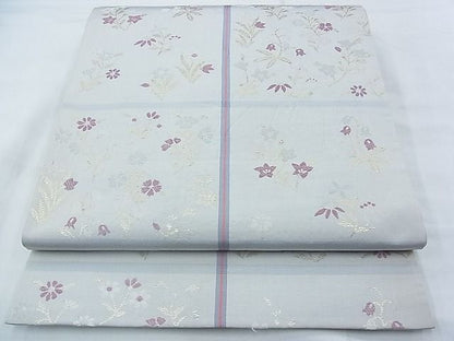 平和屋着物◎六通柄袋帯 ふくれ織 四季草花文 金糸 逸品 BAAF7505wk