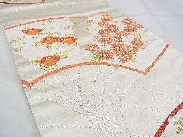平和屋着物◎六通柄袋帯 唐織 地紙花文 源氏物語 金銀糸 逸品 BAAF4348xa