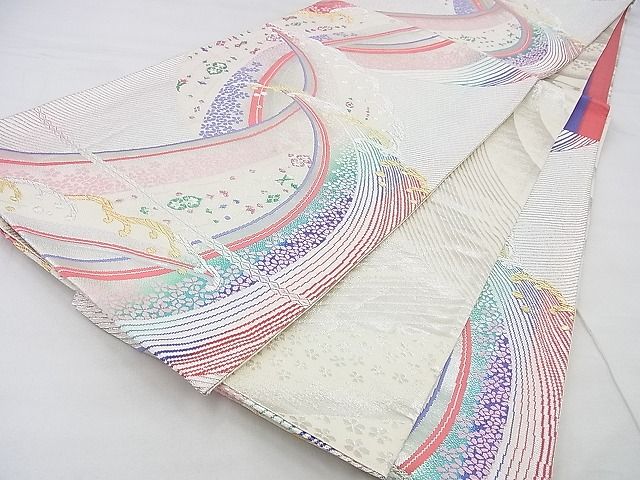 平和屋着物◎六通柄袋帯 唐織 立波花文 金銀糸 逸品 BAAF4378xa