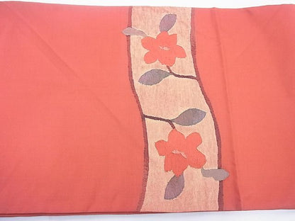 平和屋着物◎太鼓柄袋帯 草花文 逸品 BAAF5481cm