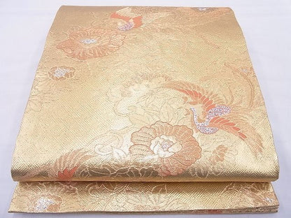 平和屋着物◎佐賀錦 六通柄袋帯 更紗鳳凰花文 金銀糸 逸品 BAAF5484cm