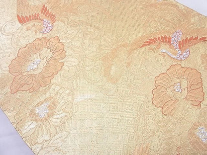 平和屋着物◎佐賀錦 六通柄袋帯 更紗鳳凰花文 金銀糸 逸品 BAAF5484cm