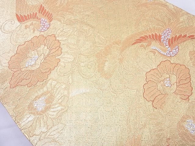 平和屋着物◎佐賀錦 六通柄袋帯 更紗鳳凰花文 金銀糸 逸品 BAAF5484cm