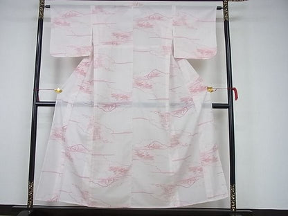 平和屋着物■夏物　小紋　絽　雲取り風景文　洗える着物　AAAH7202Acs