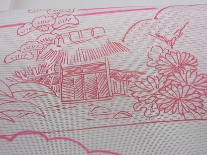 平和屋着物■夏物　小紋　絽　雲取り風景文　洗える着物　AAAH7202Acs