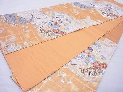 平和屋着物◎六通柄袋帯 唐織 花車文様 金銀糸 逸品 BAAE8754cm