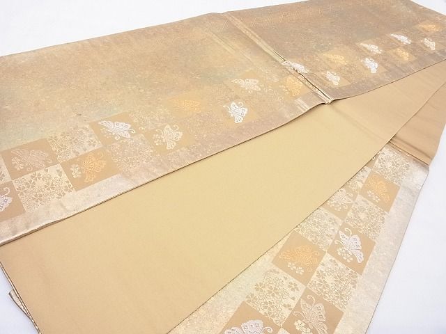 平和屋着物◎六通柄袋帯 慶長漆宝箔 金糸 引箔 逸品 BAAE8763cm