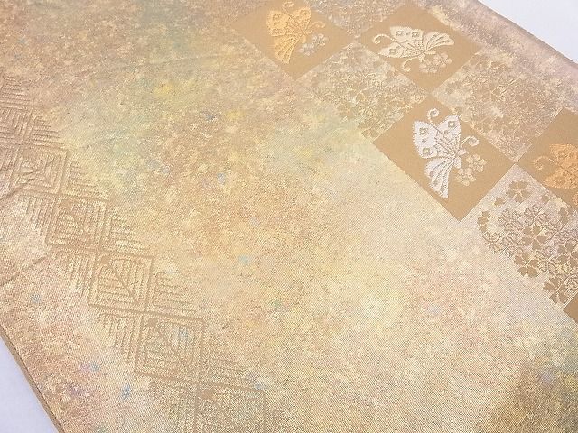 平和屋着物◎六通柄袋帯 慶長漆宝箔 金糸 引箔 逸品 BAAE8763cm