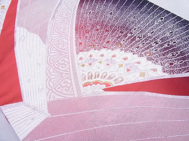 平和屋着物◎全通柄袋帯 唐織 飾花文様 金銀糸 逸品 BAAE8774cm