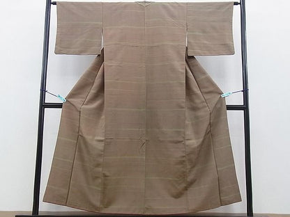 平和屋着物■上質な紬 横縞 逸品 BAAG0314hj