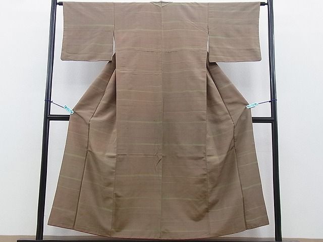 平和屋着物■上質な紬 横縞 逸品 BAAG0314hj
