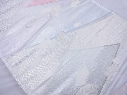 平和屋着物◎西陣 六通柄袋帯 唐織 地紙吉祥文 輝彩錦 銀糸 逸品 BAAE8707cm