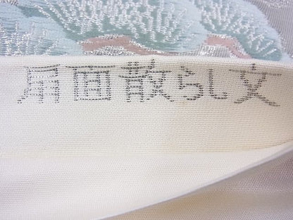 平和屋着物◎六通柄袋帯 唐織 扇面散らし プラチナ箔 逸品 BAAE8725cm