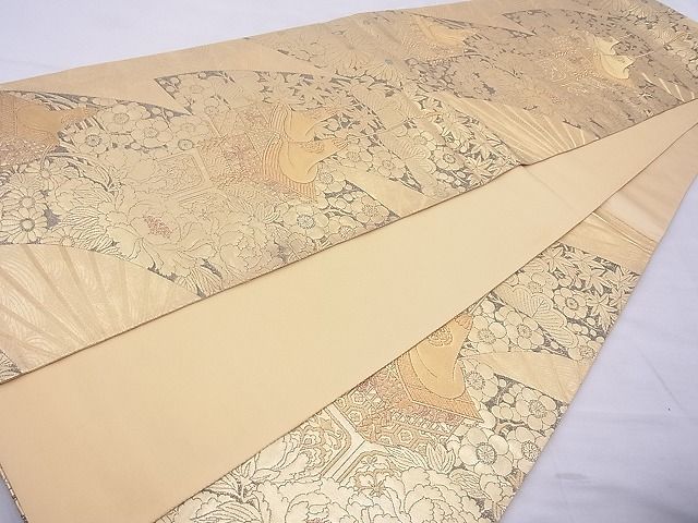 平和屋着物◎六通柄袋帯 花車文様 金糸 逸品 BAAE8727cm
