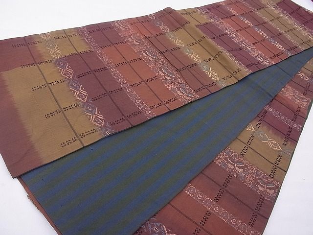 平和屋着物◎西陣 全通柄袋帯 横段花蝶 逸品 BAAE8730cm