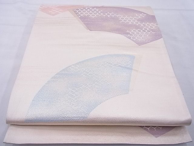 平和屋着物◎六通柄袋帯 地紙重ね 金糸 逸品 BAAE8735cm