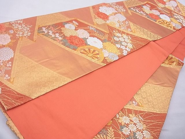 平和屋着物◎六通柄袋帯 唐織 花車文様 金銀糸 逸品 BAAE8738cm