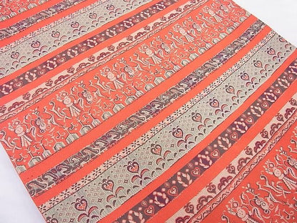 平和屋着物◎全通柄袋帯 横段草花文 逸品 BAAE8751cm