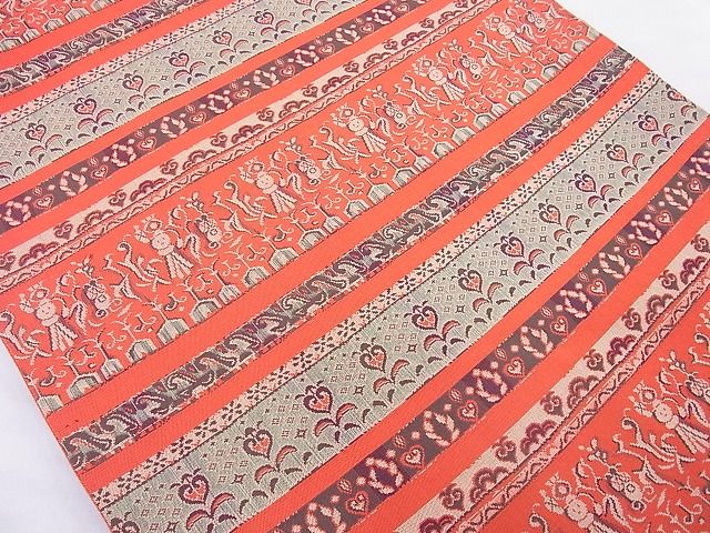 平和屋着物◎全通柄袋帯 横段草花文 逸品 BAAE8751cm