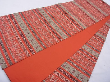 平和屋着物◎全通柄袋帯 横段草花文 逸品 BAAE8751cm