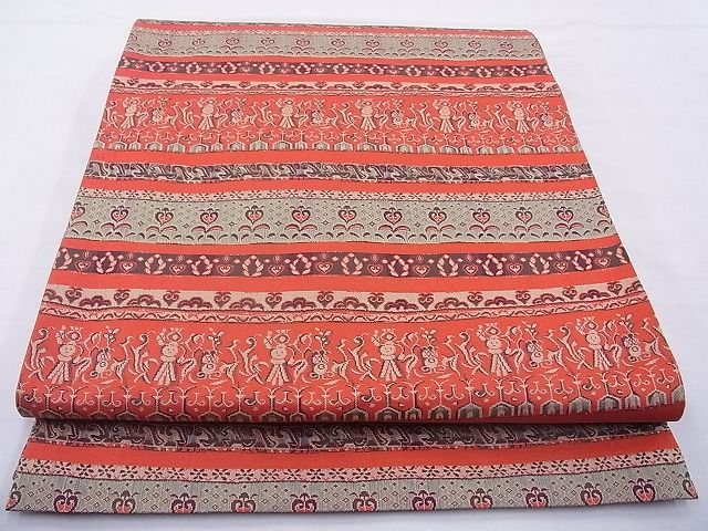 平和屋着物◎全通柄袋帯 横段草花文 逸品 BAAE8751cm