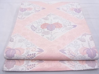 平和屋着物◎六通柄袋帯 唐織 花菱文 銀糸 逸品 BAAE8750cm