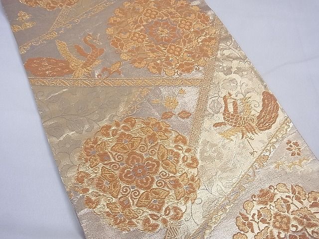 平和屋着物■六通柄袋帯 切嵌正倉院鳳凰花文 金糸 逸品 CAAF7771th