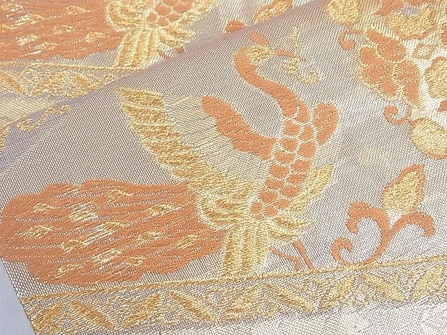平和屋着物■六通柄袋帯 切嵌正倉院鳳凰花文 金糸 逸品 CAAF7771th