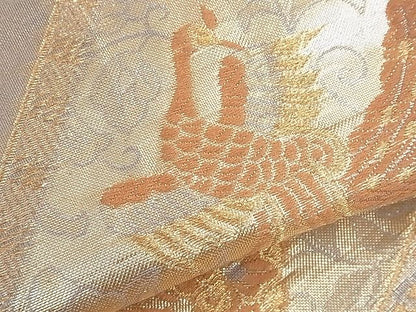 平和屋着物■六通柄袋帯 切嵌正倉院鳳凰花文 金糸 逸品 CAAF7771th