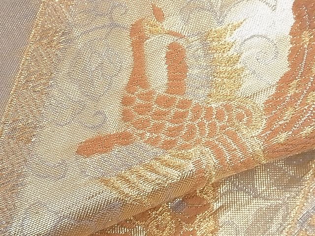 平和屋着物■六通柄袋帯 切嵌正倉院鳳凰花文 金糸 逸品 CAAF7771th