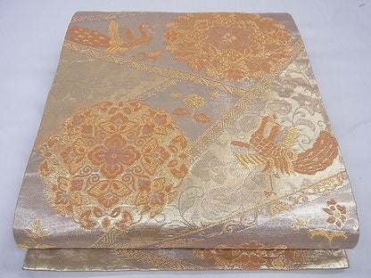 平和屋着物■六通柄袋帯 切嵌正倉院鳳凰花文 金糸 逸品 CAAF7771th