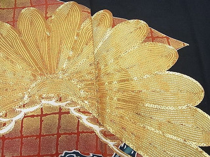 平和屋着物■豪華黒留袖　駒刺繍　枝松文　金彩　逸品　CAAD5273nb