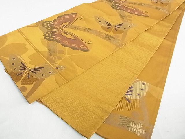 平和屋着物◎西陣 川島織物 両面六通柄京袋帯 舞蝶花文 DAAF0560ya