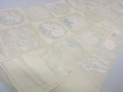 平和屋着物■夏物 六通柄袋帯 花丸文 銀糸 逸品 DAAF1114az