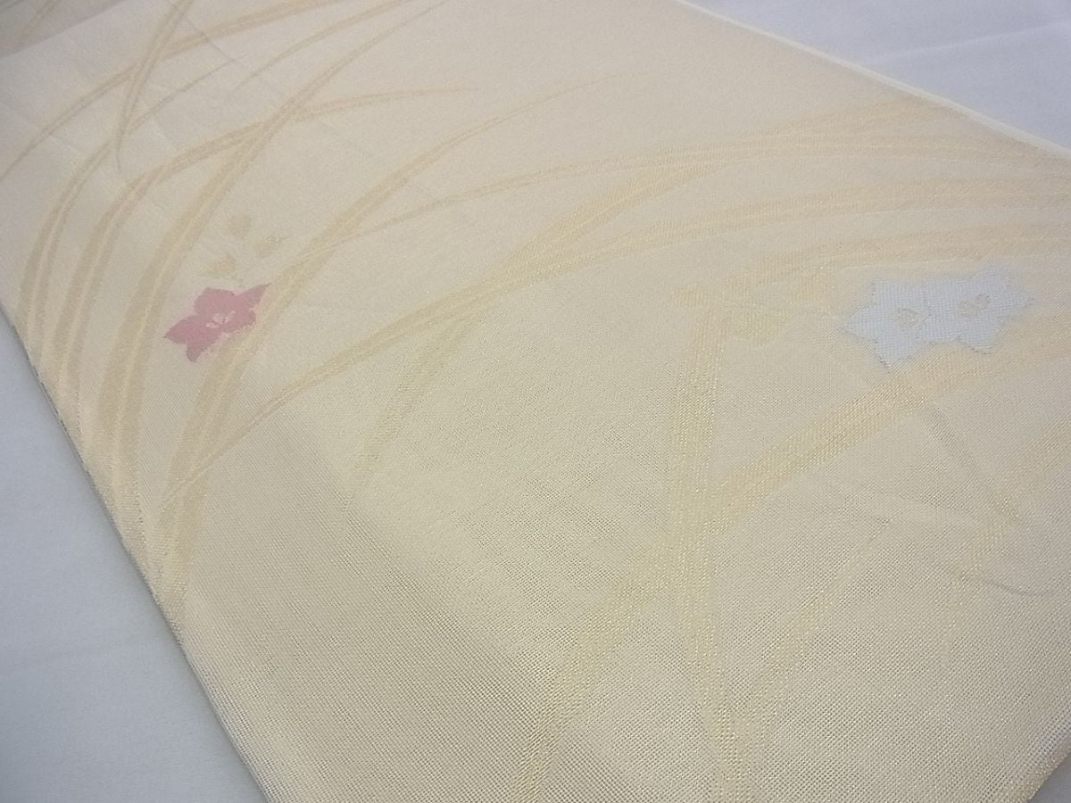 平和屋着物■夏物 六通柄袋帯 草花文 金糸 逸品 BAAF3104du