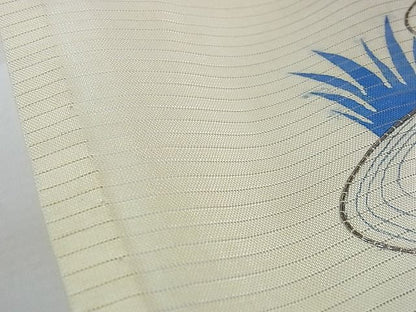 平和屋本店■希少　夏物　アンティーク　大正ロマン　振袖　絽　駒刺繍　手刺繍　流水花文　金銀彩　逸品　DZAA1189kh4