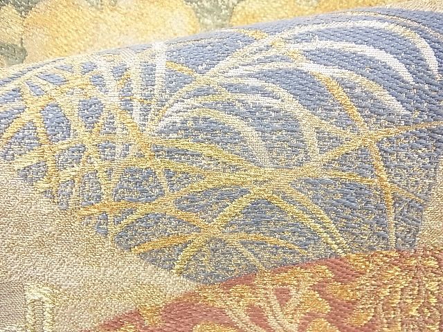 平和屋着物■六通柄袋帯 唐織 扇面散らし 金糸 逸品 BAAF3668fk