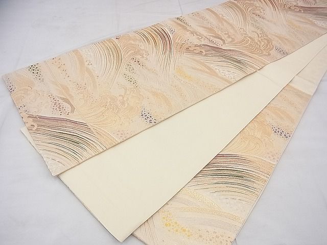 平和屋着物■六通柄袋帯 唐織 波濤文 金糸 逸品 BAAF3687fk
