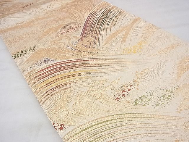 平和屋着物■六通柄袋帯 唐織 波濤文 金糸 逸品 BAAF3687fk